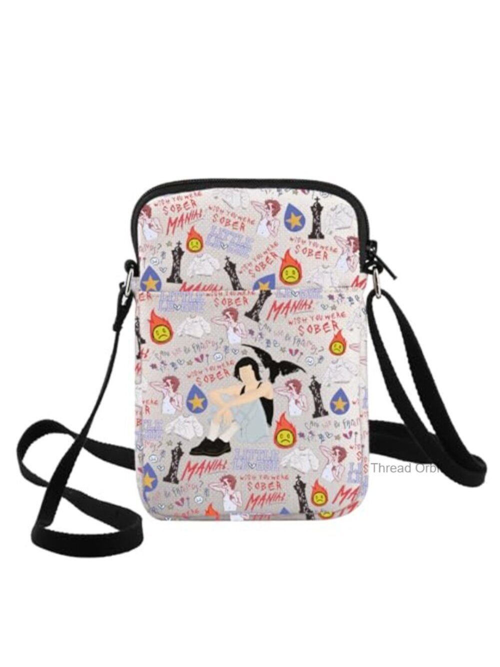 Canvas Crossbody Bag Adjustable Strap Satchel Music Fans Gift